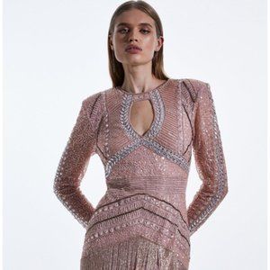NEW Karen Millen - Crystal Embellished Long Sleeve Mini Dress, Size 4
